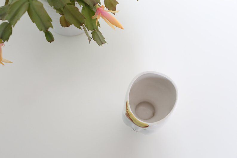 Vintage flower pot face, ceramic