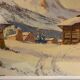Old painting, snow landscape signed Salanon, mid-20th century