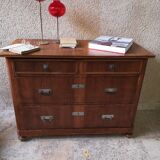 Old wooden chest of drawers plus veneer