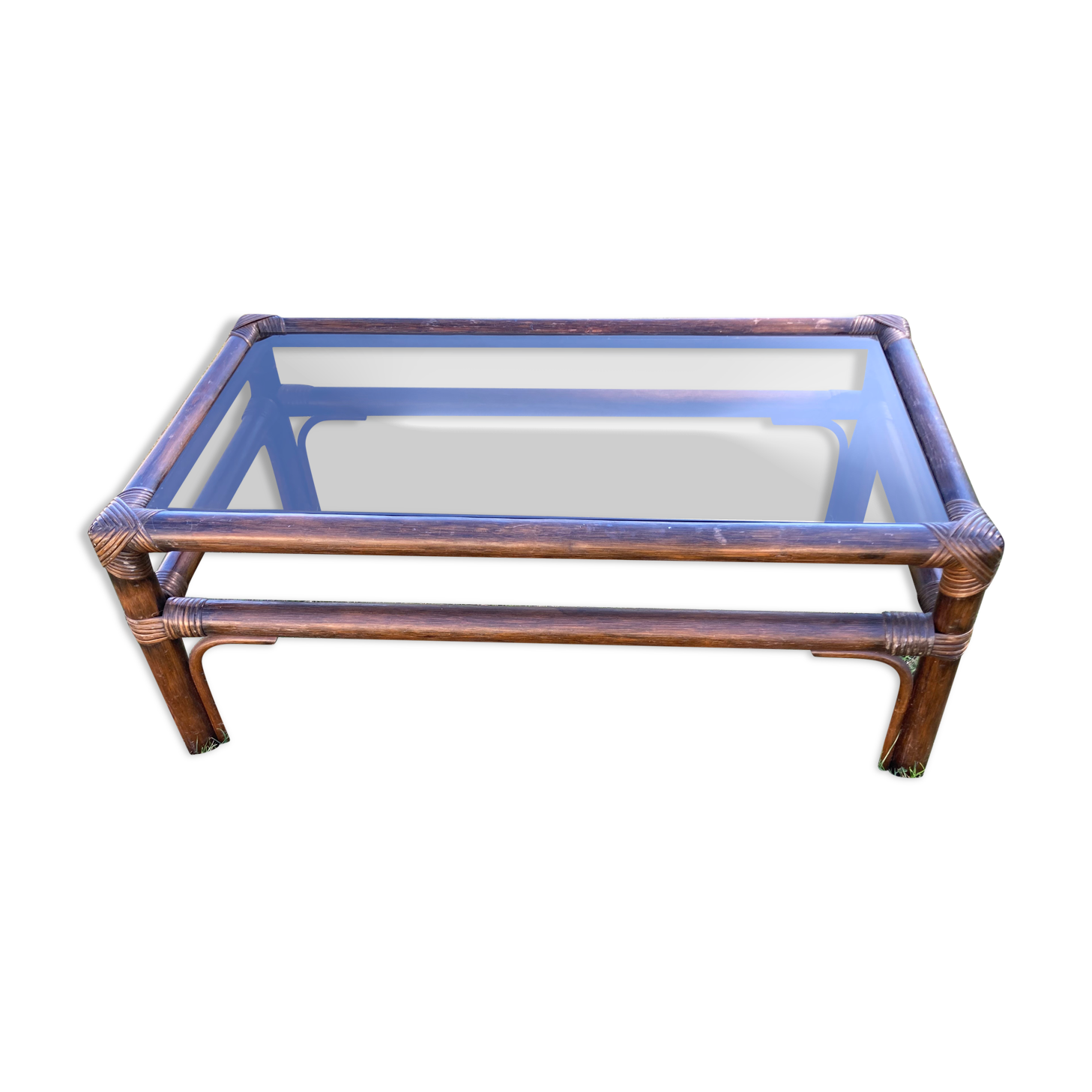 Rattan and bamboo coffee table