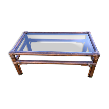 Rattan and bamboo coffee table