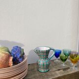 Robert Picault pitcher in green ceramic Vallauris checkered 1960