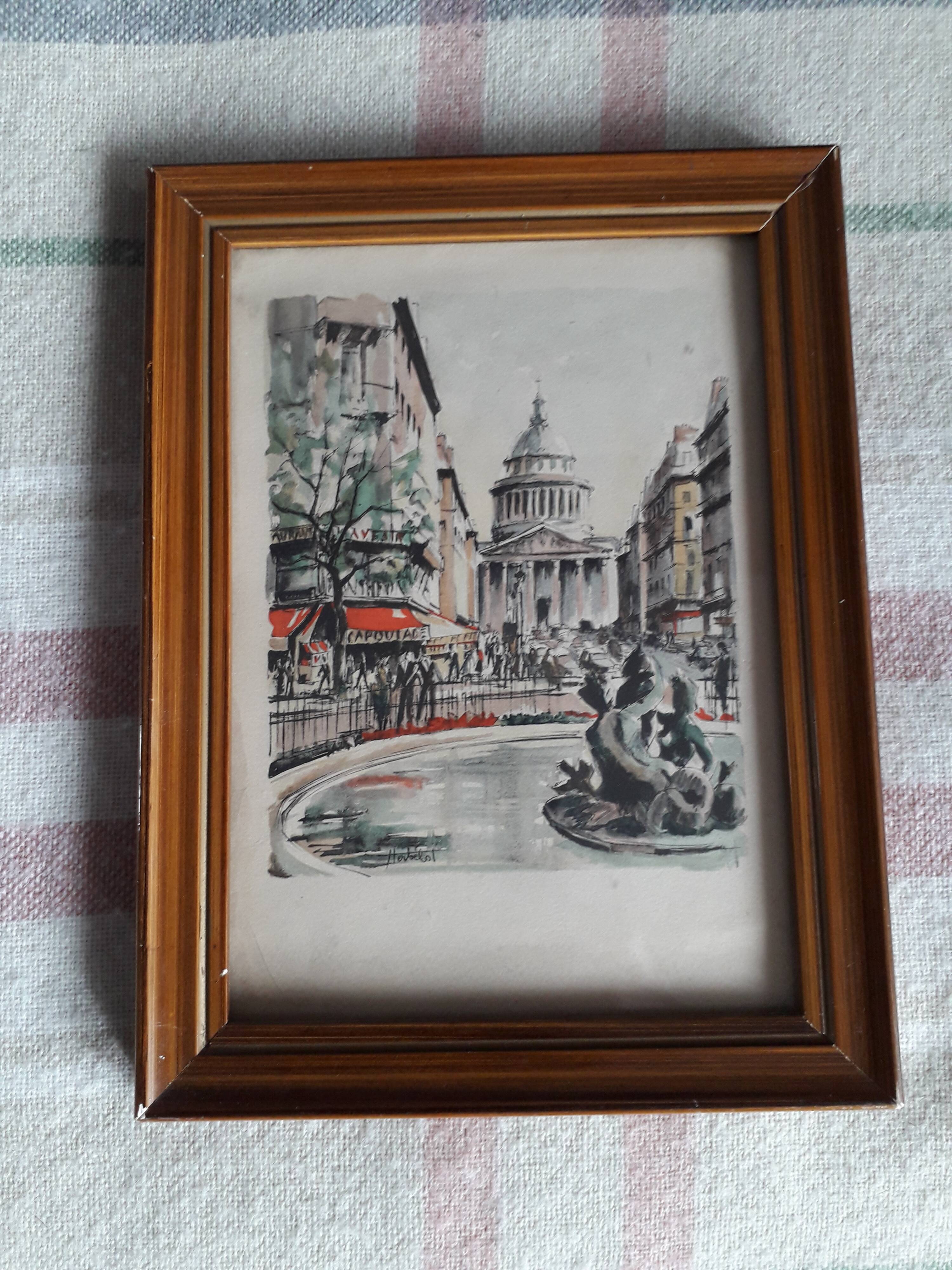 Old painting of Paris signed Franz Herbelot