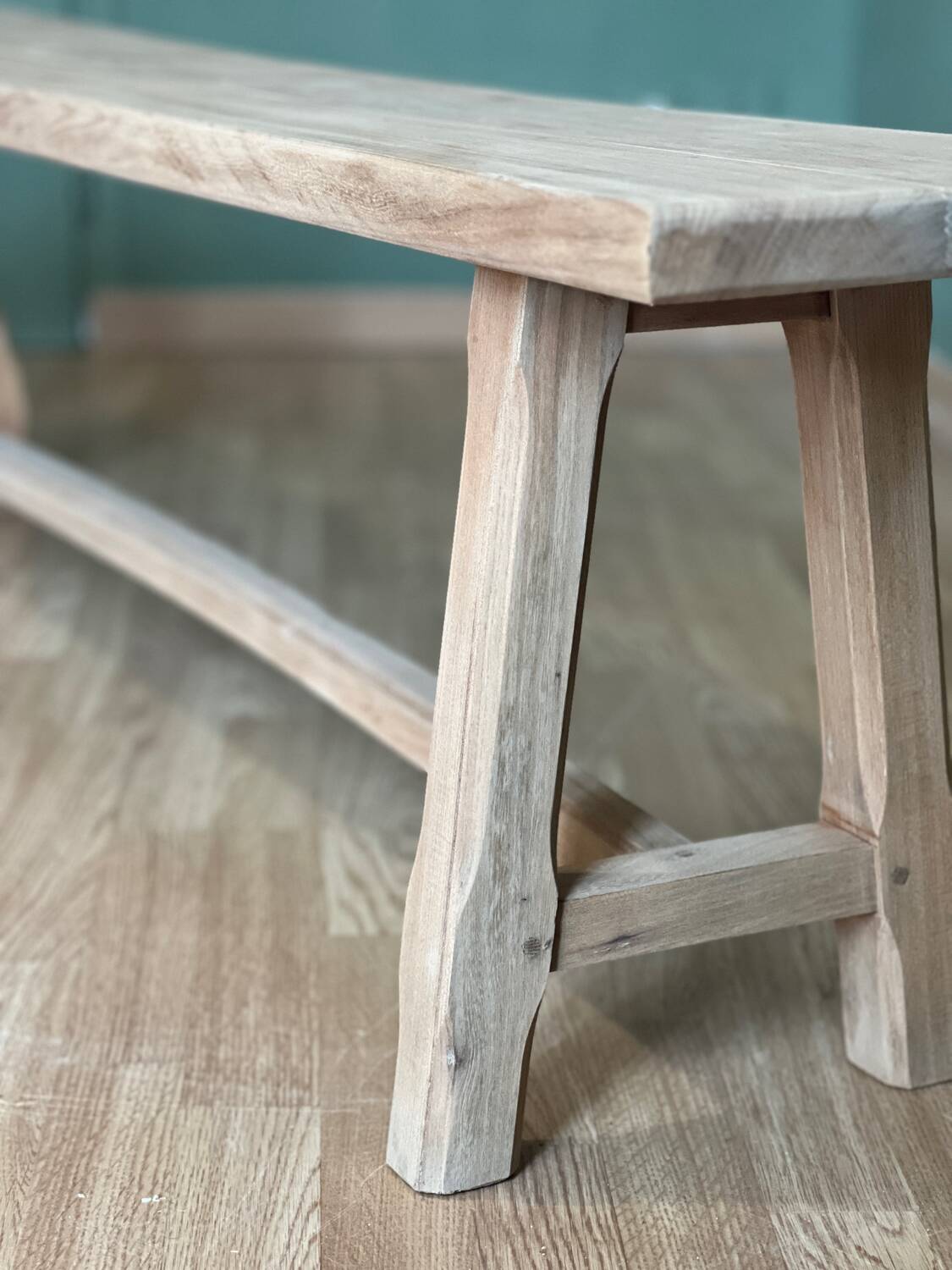 Solid wood farmhouse bench