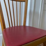 6 Baumann bistro chairs in wood and skaï