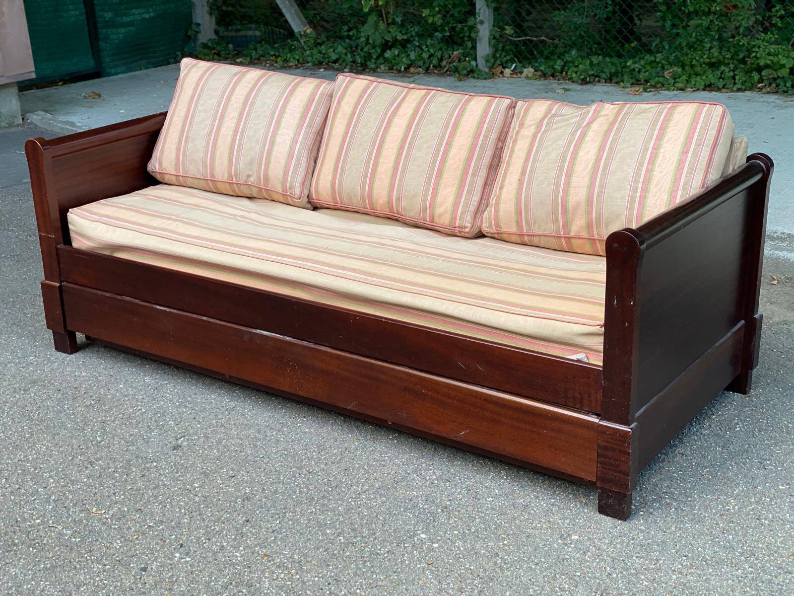 Convertible sofa bed, pull-out bed, solid wood and fabric, 200cm