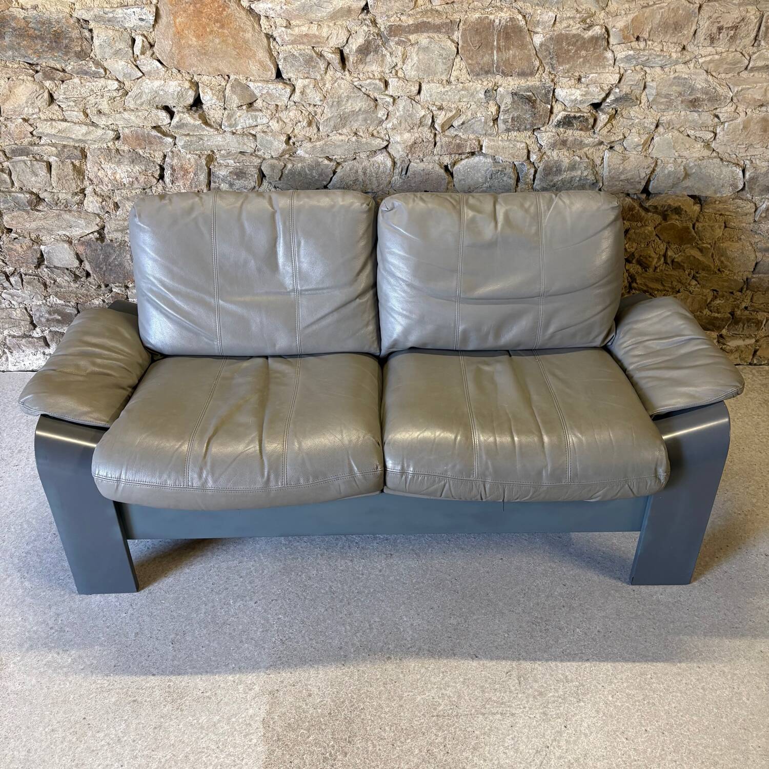 Canapé cuir 2 places Panda par Ake Fribyter pour Nelo Sweden, 1970