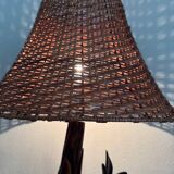 Floral carved wood lamp from the 60s