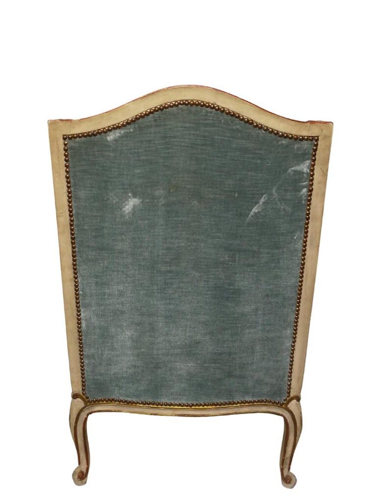 Armchair Louis XV " Shepherdess " Blue Velvet 19th century