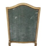 Armchair Louis XV " Shepherdess " Blue Velvet 19th century