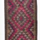 Burgundy Geometric Tribal Kilim Runner Rug, 80x342Cm