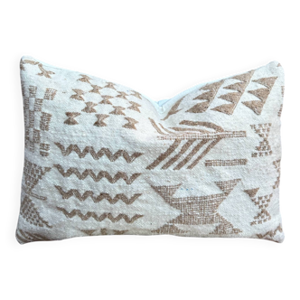Handmade cushion cover in Berber wool: Moroccan Kilim cushion 60x40.