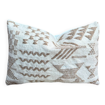 Housse de coussin artisanale en laine berbère:Coussin Kilim marocain 60x40