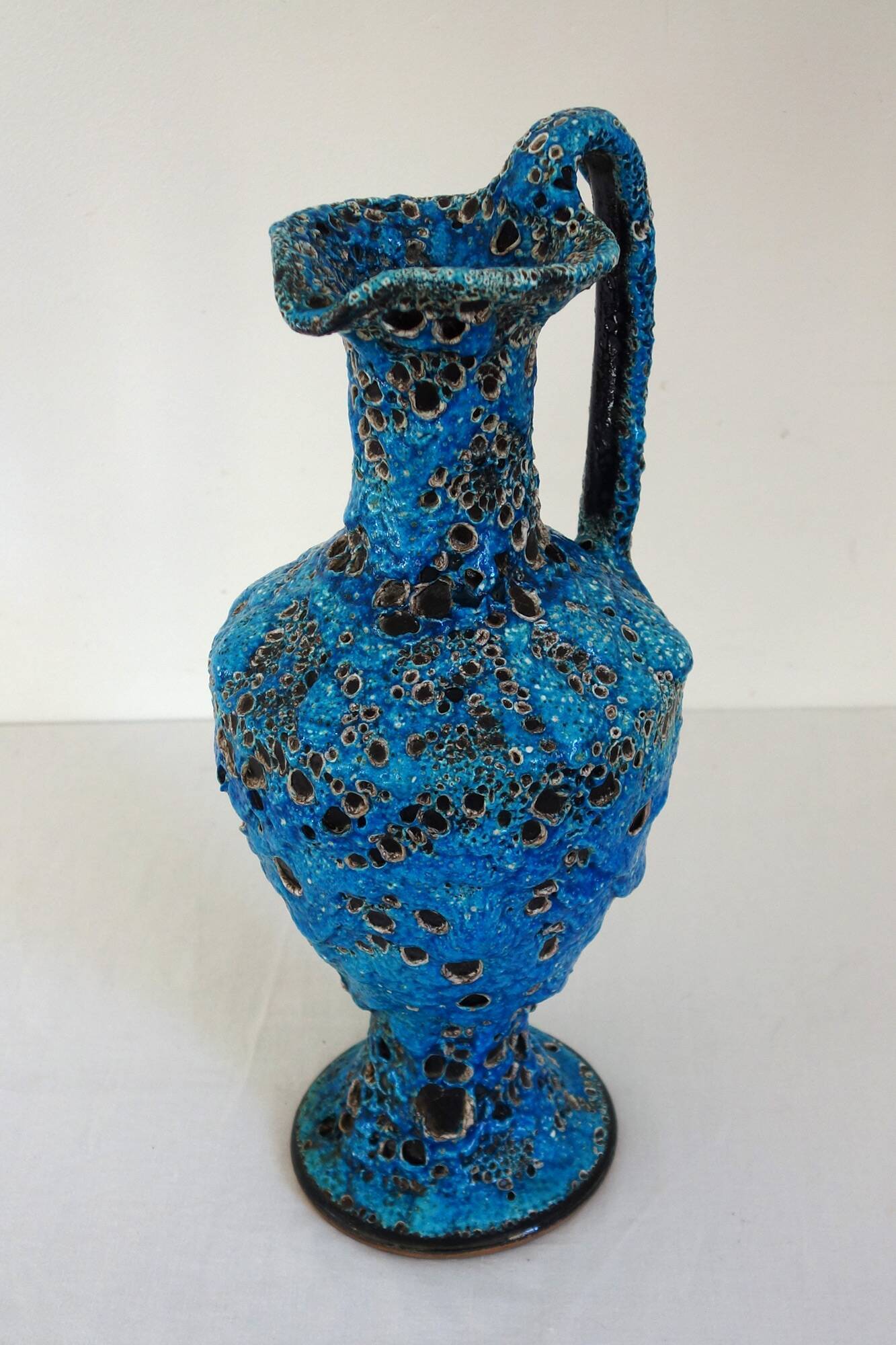 Large Fat Lava enamel vase by Charles Cart, Sea Foam, 1960