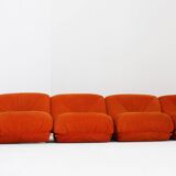 Airborne sectional sofa 'Patate' in orange corduroy, set of 7