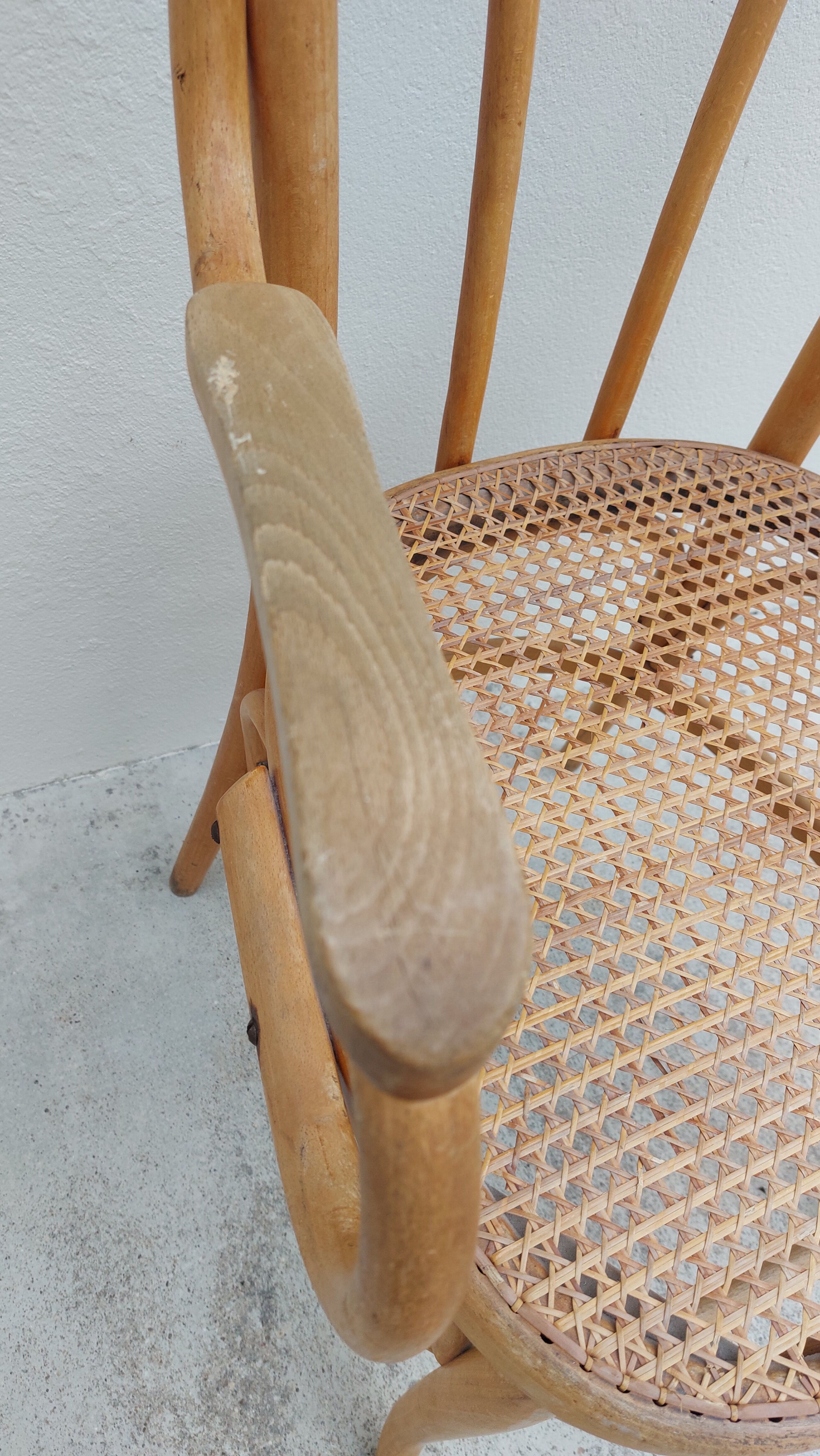 Michael Thonet armchair in curved wood and canework 1930