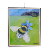 Oil painting on canvas "Bee" by Anita Steiner, Sweden mid 20th century