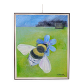 Peinture à l'huile sur toile « Abeille » par Anita Steiner, Suède milieu XXème
