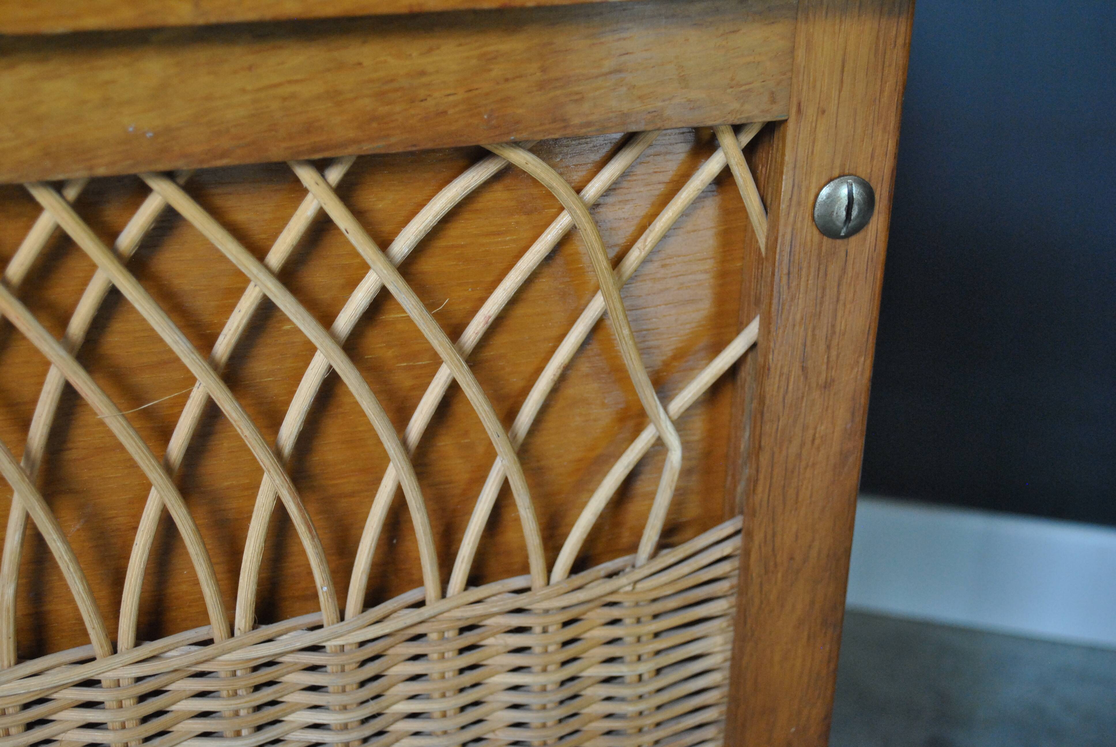 Coffre banc rotin 1960 vintage