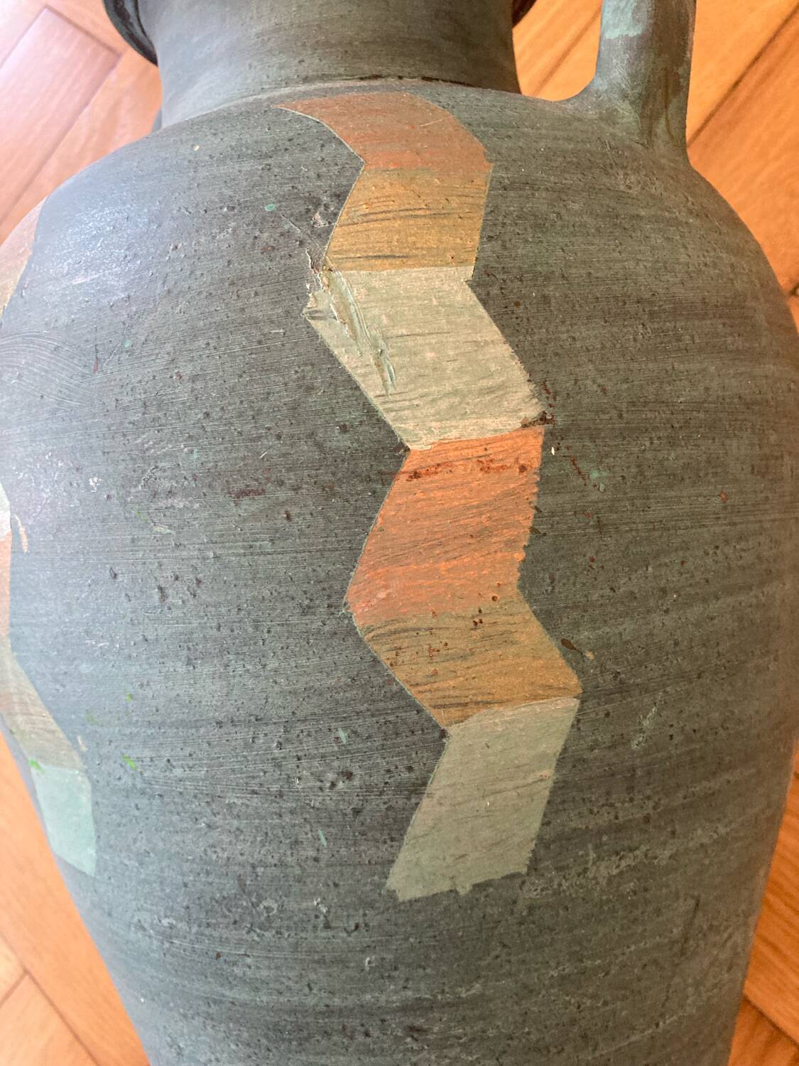 Turquoise terracotta jar