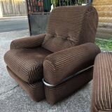 Velvet and chrome armchair italy 60s