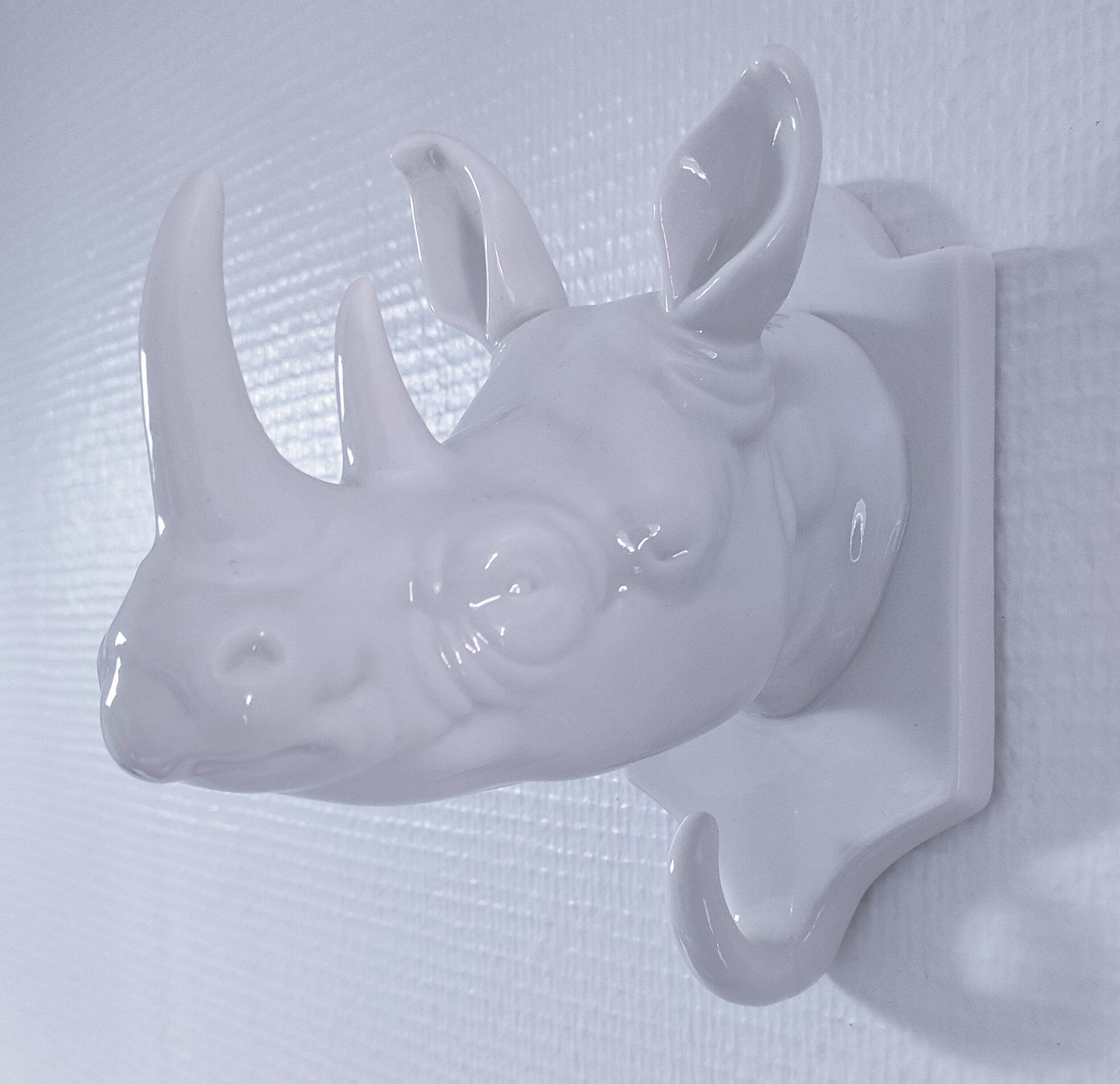 Porcelain rhinoceros design coat rack