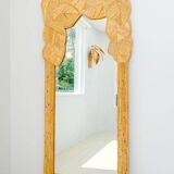 Large rattan “leaf” mirror