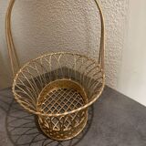 Basket / planter in hammered gilded bronze. 1880. Perfect condition