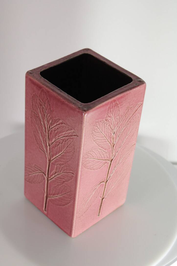 Vase Vallauris ceramic Leduc herbarium vintage pink 1960