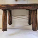 Brutalist free-form coffee table in solid elm, 1960s