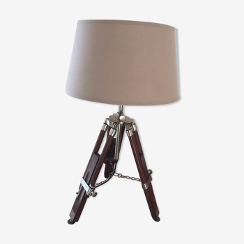 Navy lamp tripod wood and silver metal