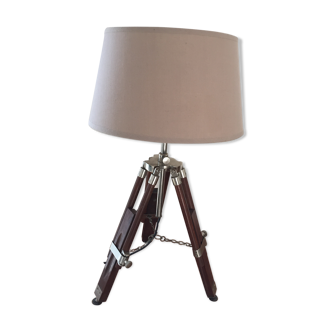 Navy lamp tripod wood and silver metal