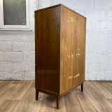 Curved face chest of drawers 7 drawers Scandinavian vintage lacquered walnut, 60s
