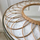 Rattan flower rattan mirror in the 60s
