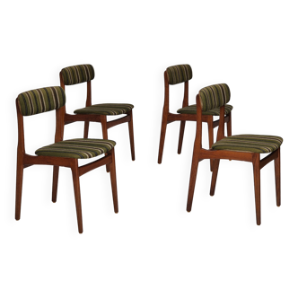 1960s, set of 4 Danish dinning chairs, solid teak wood, original condition.