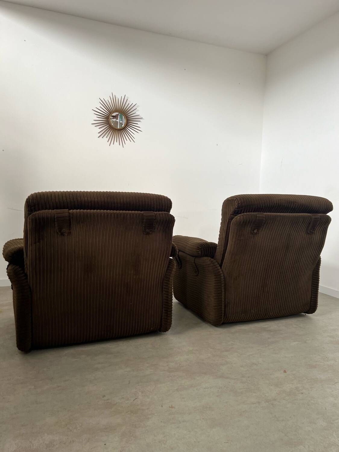 Set of 2 vintage Airborne French design armchairs from the 60s in velvet