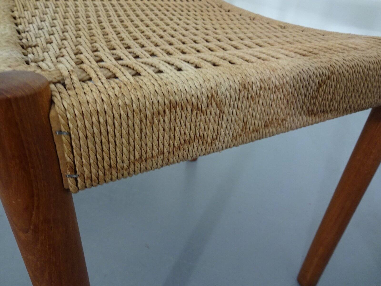 Teak & Papercord Dining Chairs by Poul M. Volther for Frem Røjle, Denmark, 1960s, Set of 4