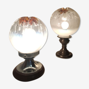 Paire de lampes avec globes AV Mazzega