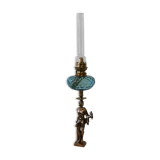 Large kerosene lamp mounted on bronze statue. Late nineteenth century