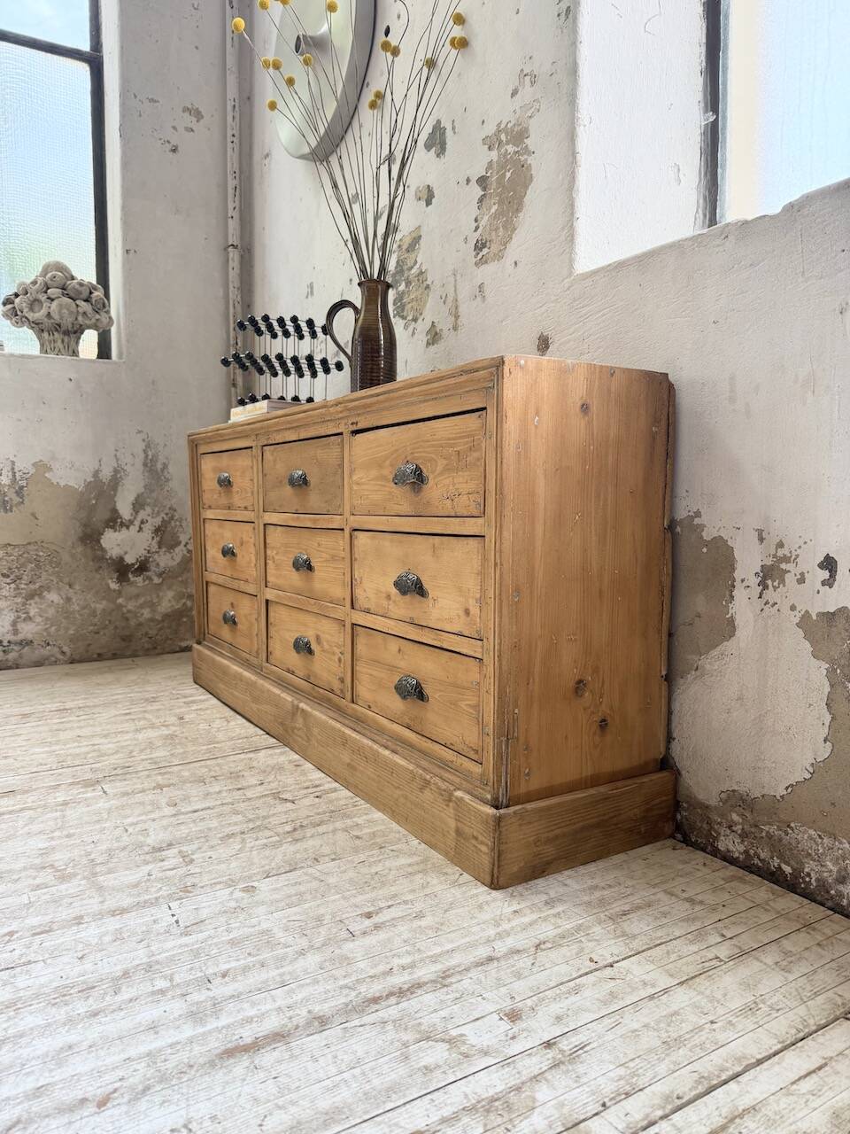 Pine craft cabinet with drawers