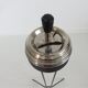 Minimalist tripod ashtray in black lacquered metal 50s 60s