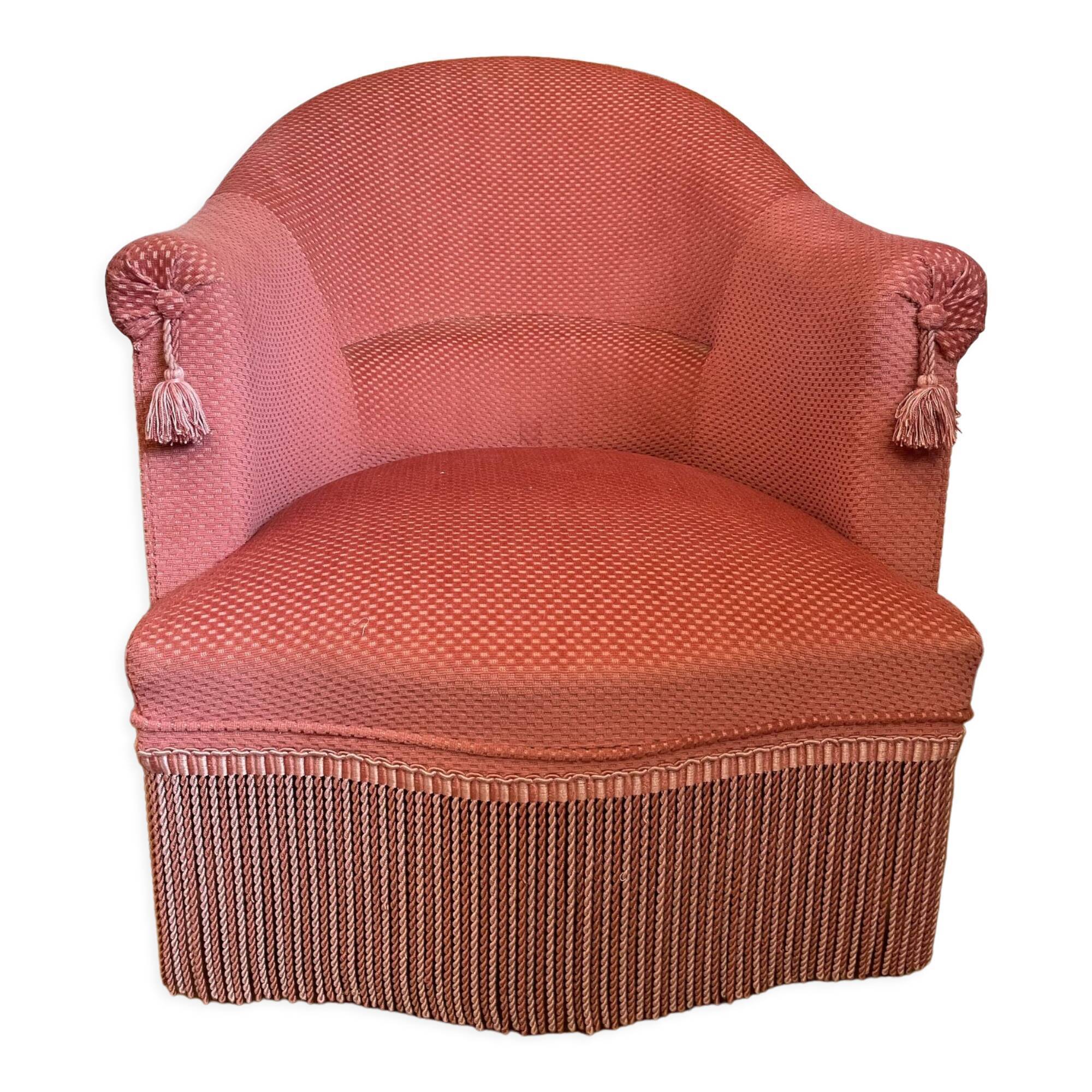 Pink velvet toad armchair