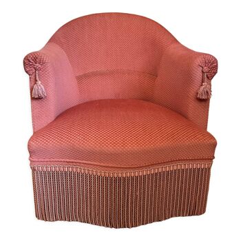 Pink velvet toad armchair