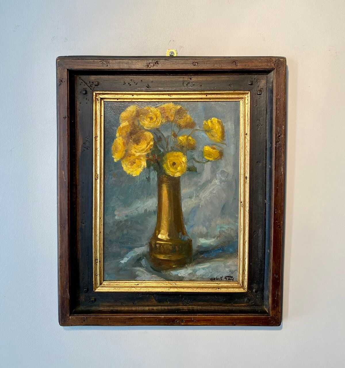 Tableau ancien , nature morte aux renoncules signé Abel Gay ( 1877-1961)
