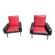 pair of old skai compass leg armchairs / vintage