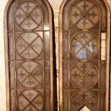 Set of 4 decorative carved glass windows from the 1900s