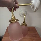 Pair of pink tulip wall sconces
