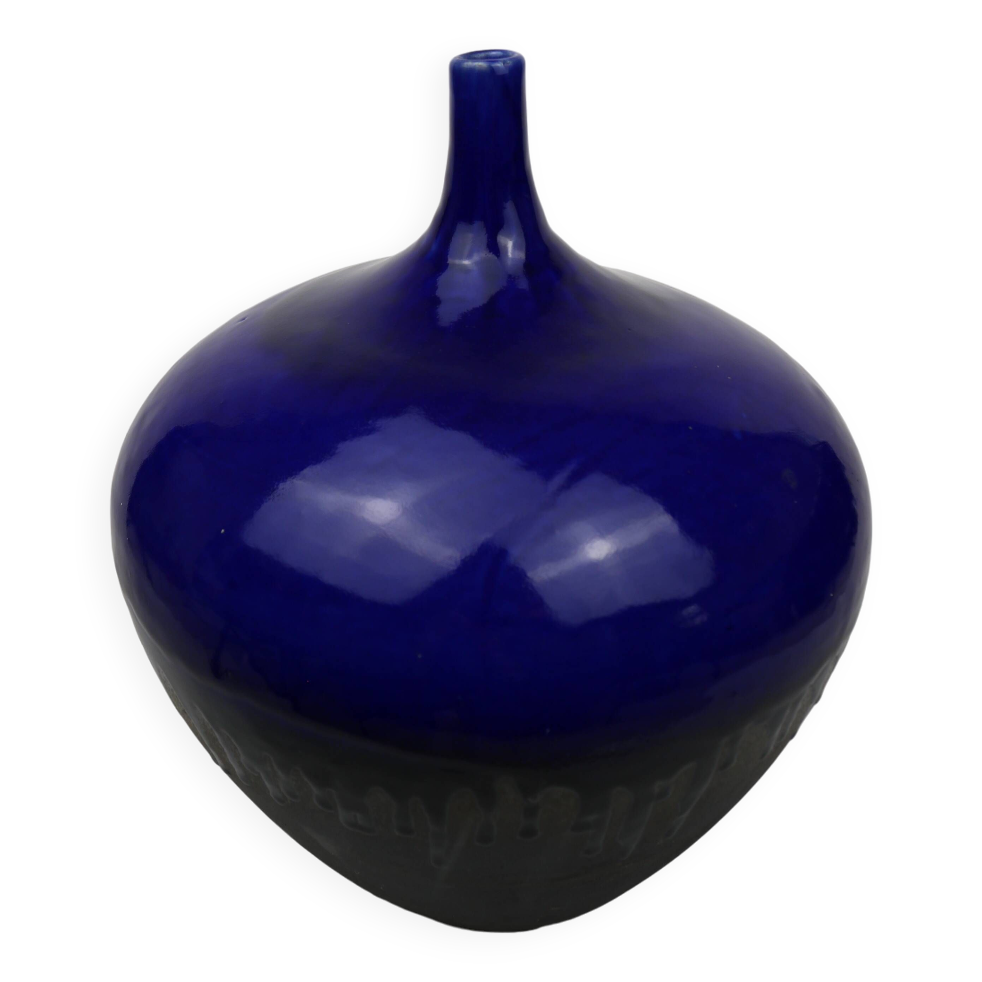 Large blue enameled vase