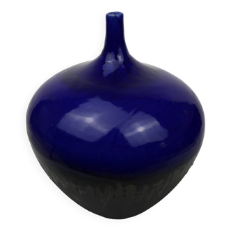 Large blue enameled vase