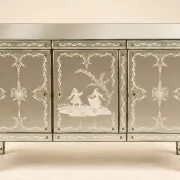 Art Deco Venetian Buffet Bar – Gilded and Bevelled Glass – 1940s